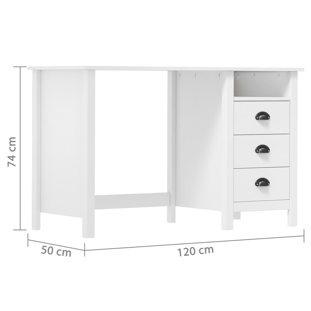 Schreibtisch Hill mit 3 Schubladen 120×50×74 cm Kiefernholz