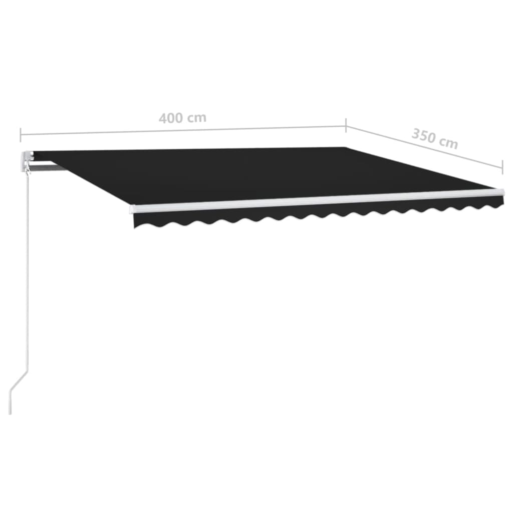 Markise Manuell Einziehbar mit LED 300x250 cm Blau und Weiß