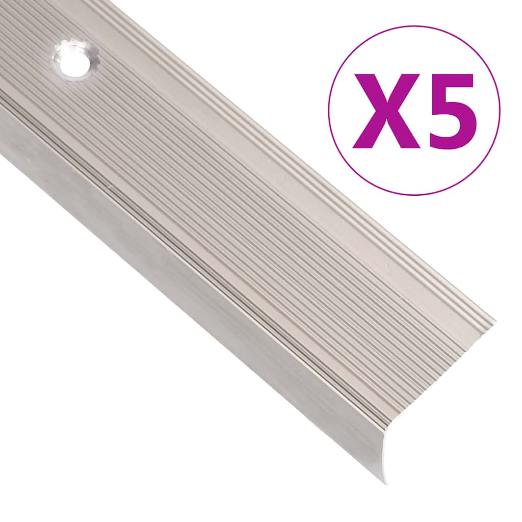 Treppenkantenprofile in L-Form 15 Stk. Aluminium 90 cm Silbern