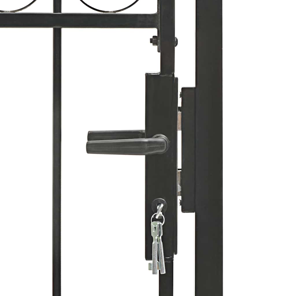 Gartentor ASSEN mit Bogenabschluss Stahl 102 x 125 cm Schwarz