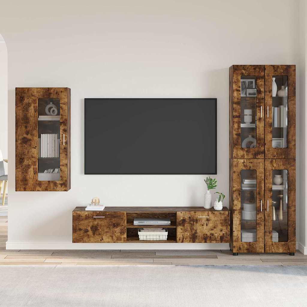 Highboard mit Regal FLORIN Weiß 60 x 35 x 182 cm Holzwerkstoff