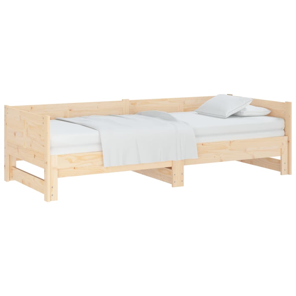 Ausziehbares Tagesbett Natur 180 x 200 cm Massives Kiefernholz