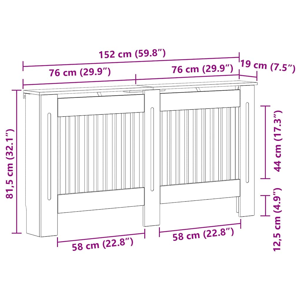 Holzwerkstoff Heizkörper-Abdeckung Heizkörperverkleidung 112 cm, weiß
