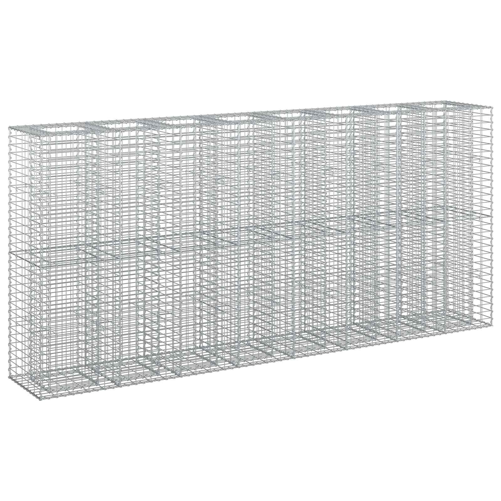 Gabionen Hochbeet 2 pcs Silber 260 x 60 x 55 cm