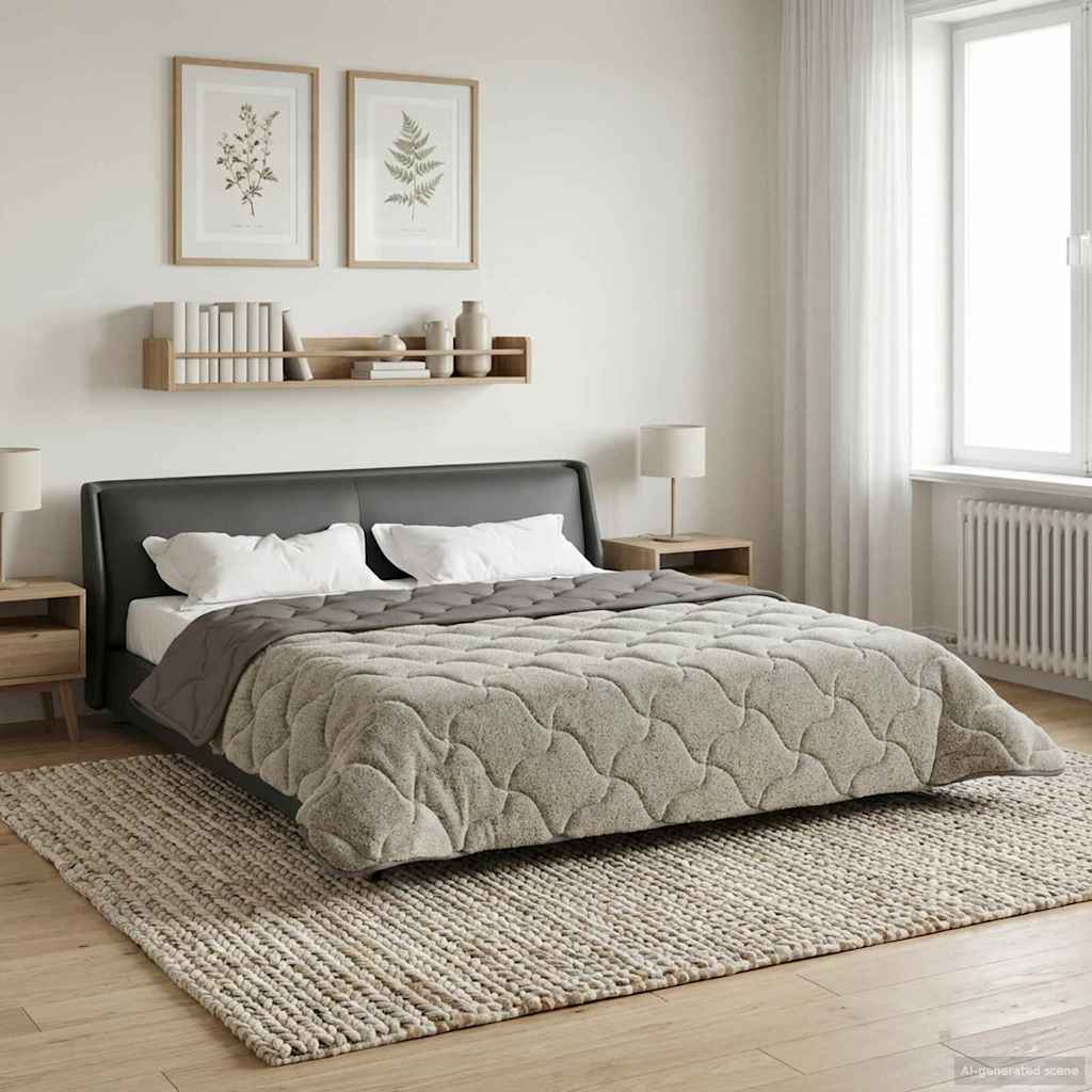 Sommerdecke Anthrazit 135 x 200 cm Mikrofaser und Teddy-Fleece