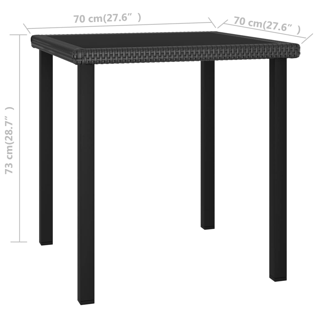 Garten-Esstisch Schwarz 140x70x73 cm Poly Rattan