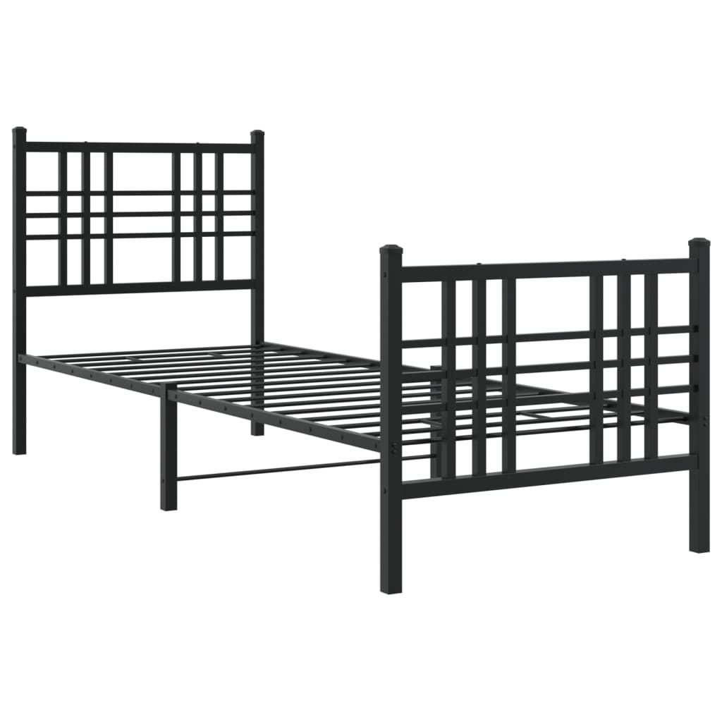 Bettgestell mit Kopf- und Fußteil Metall Schwarz 90x200 cm