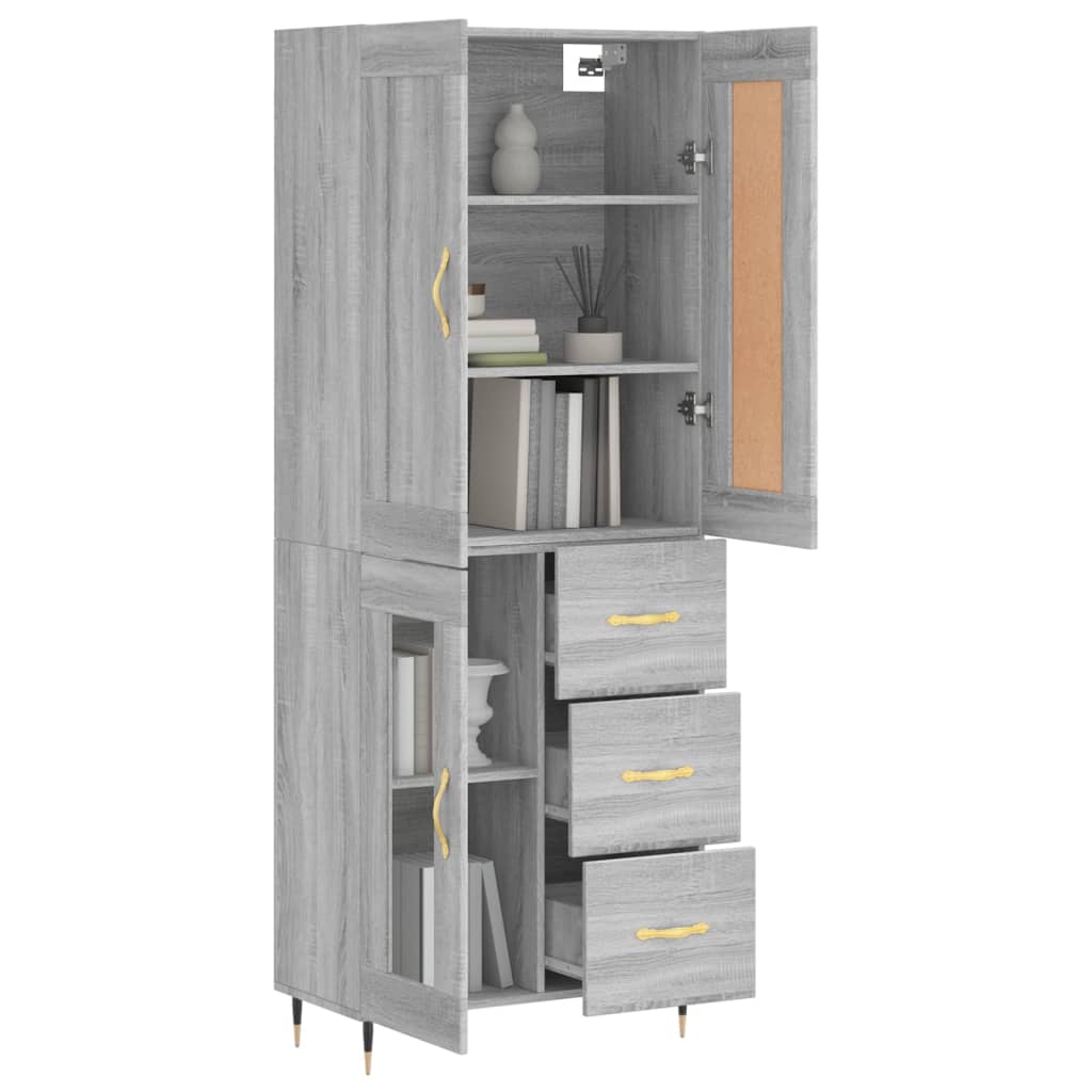 Highboard Betongrau 69,5x34x180 cm Holzwerkstoff