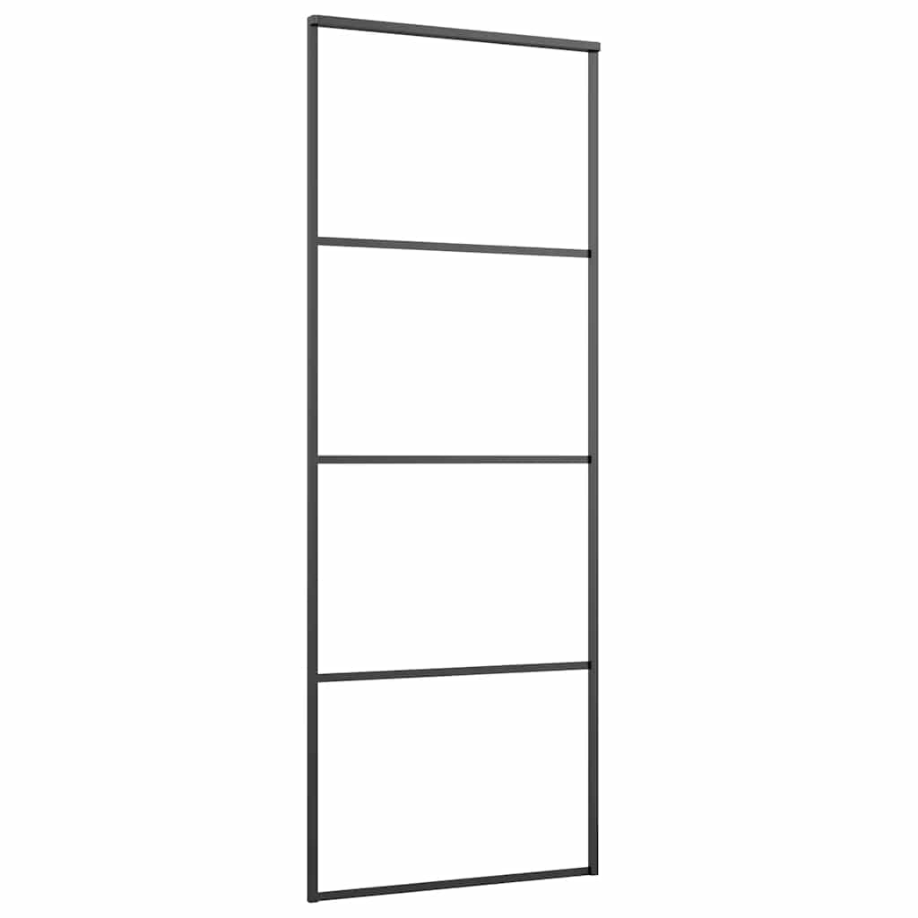 Schiebetür Aluminium und ESG Glas 90x205 cm Schwarz