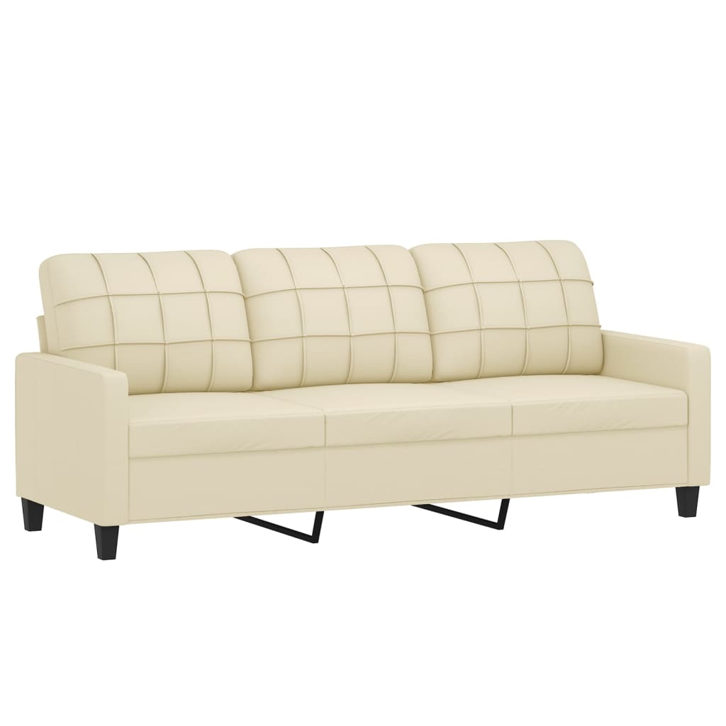 3-Sitzer-Sofa mit Zierkissen Schwarz 180 cm Kunstleder