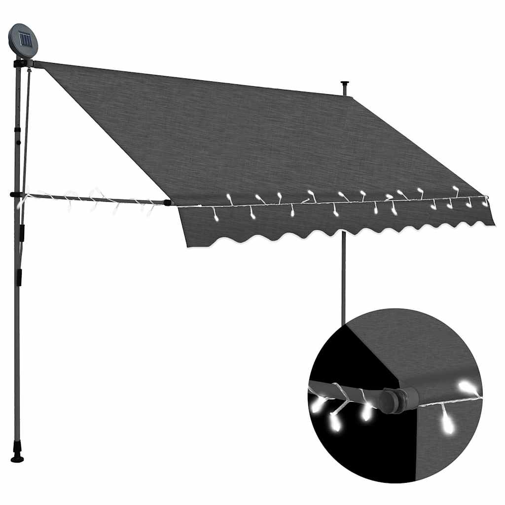 Einziehbare Markise Handbetrieben mit LED 100 cm Blau und Weiß