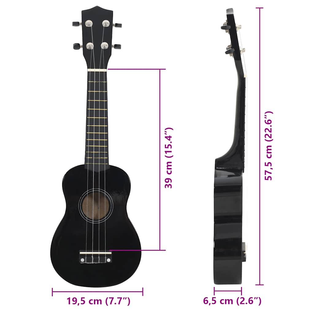 Sopran Ukulele Set für Kinder mit Tasche Dunkles Holz 21