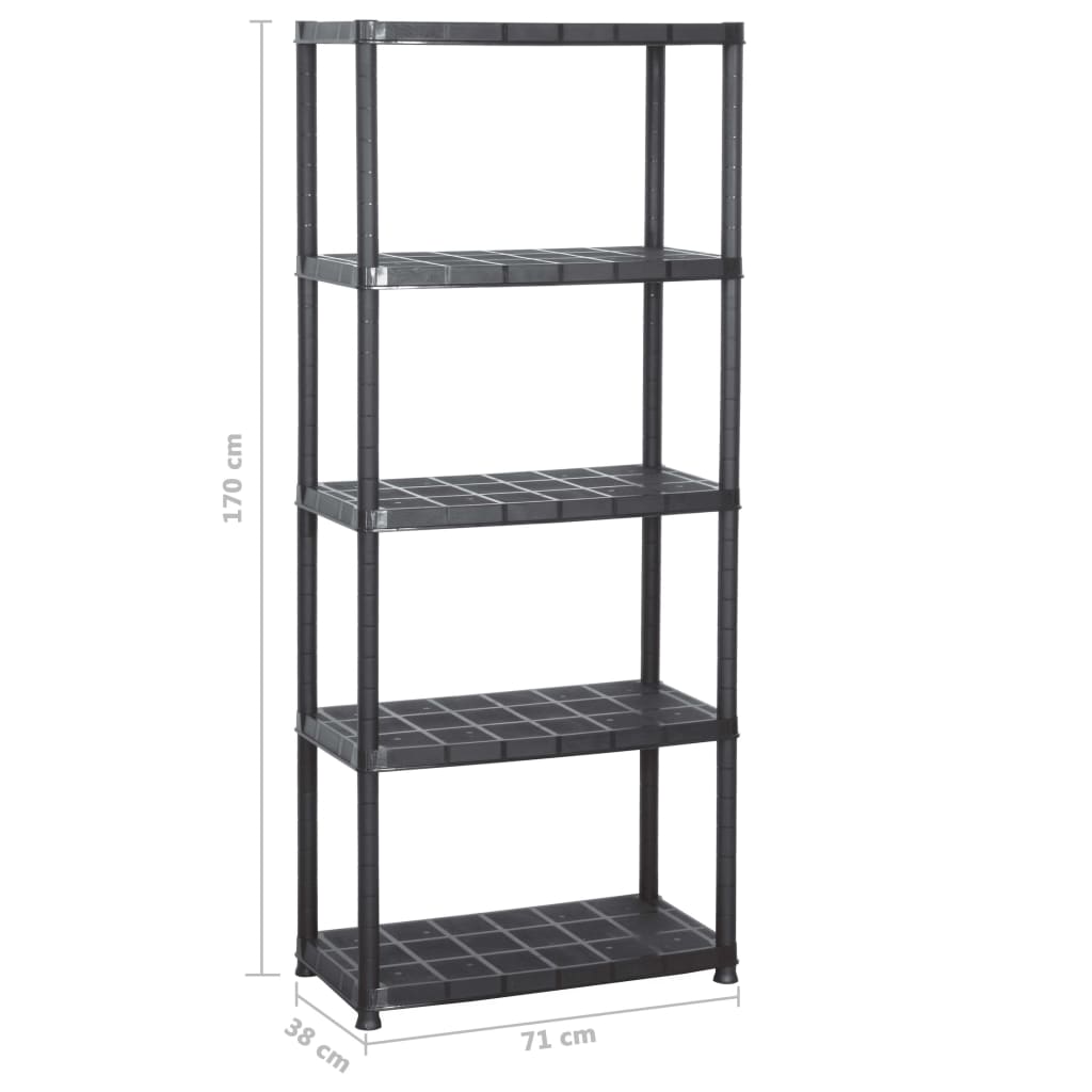 Lagerregal 4-Tier Schwarz 61x30,5x130 cm Kunststoff