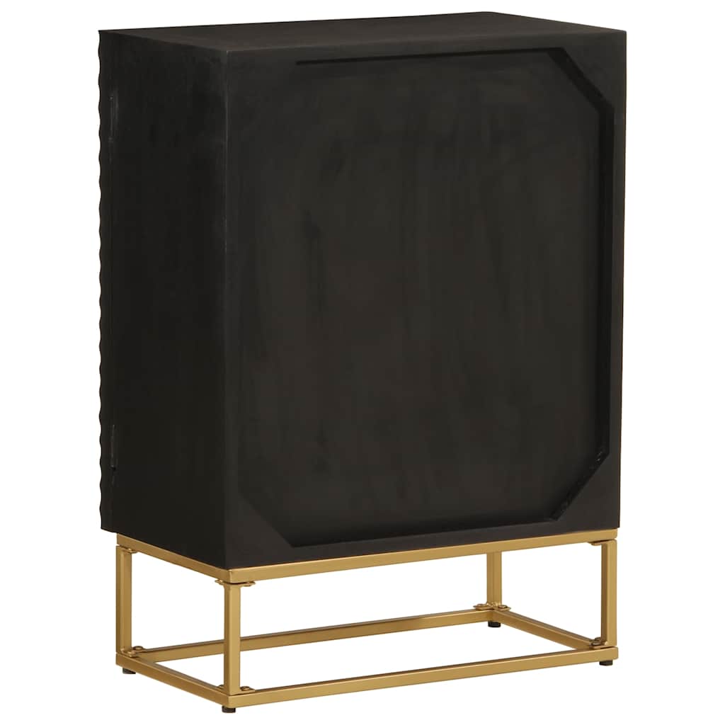 Nachttisch Schwarz 40x30x50 cm Massivholz Mango und Eisen