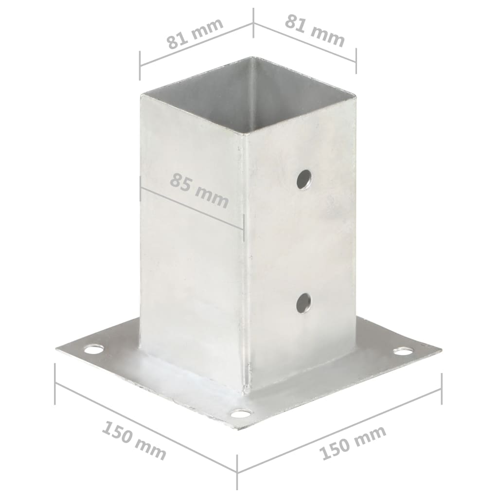Pfostenanker 4 Stk. Verzinktes Metall 71 mm