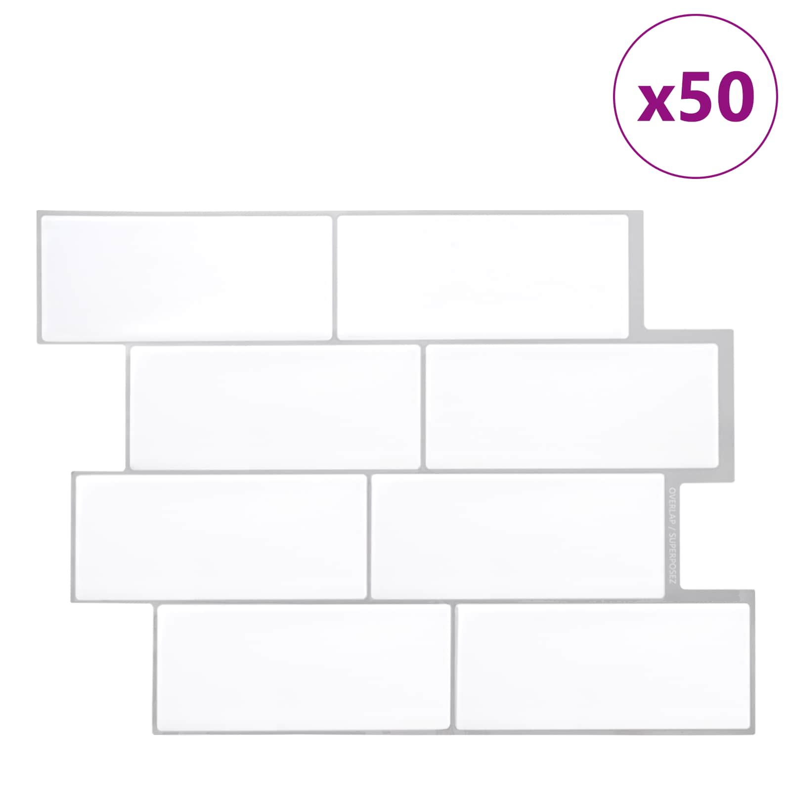 U-Bahn-Fliese 10 pcs Weiß Grau 29 x 21 cm Polyurethan und PET