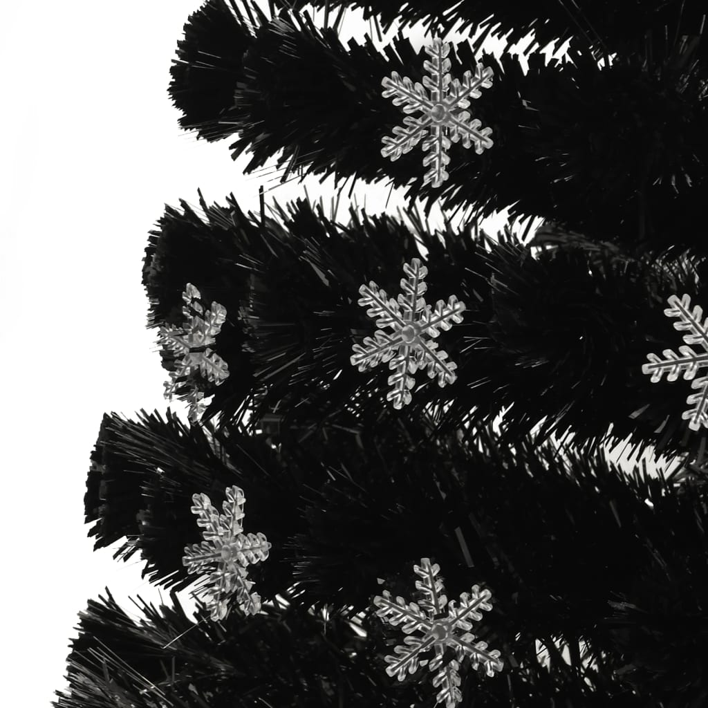 Weihnachtsbaum mit LED-Schneeflocken Schwarz 120 cm Fiberoptik