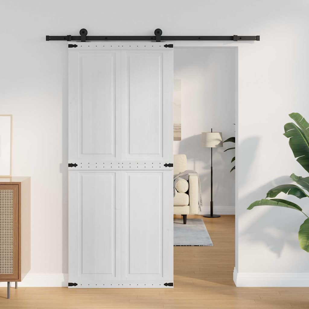 Scheunentür Corona Weiß 70 x 210 cm Massives Kiefernholz