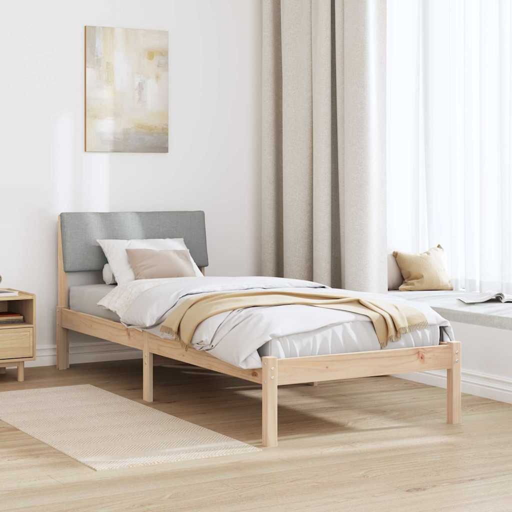 Bettgestell Braun und hellgrau 200 x 200 cm Massivholz Kiefer