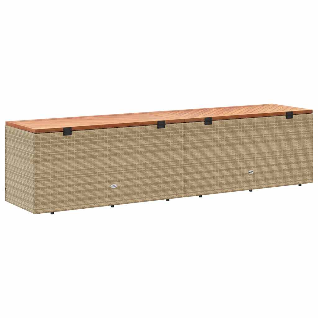 Gartentruhe Schwarz 110x50x54 cm Poly Rattan Akazienholz