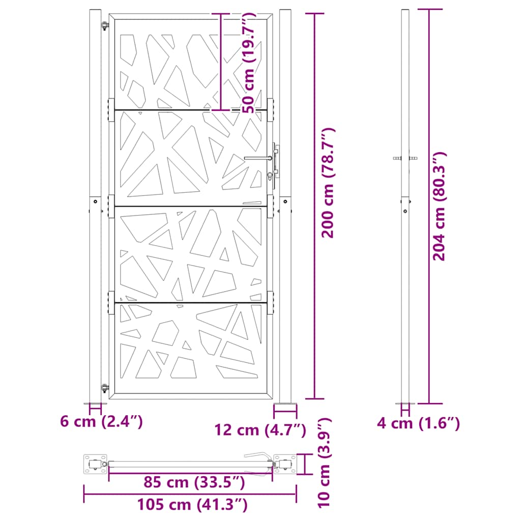 Gartentor Schwarz 100x100 cm Stahl Lichtdesign
