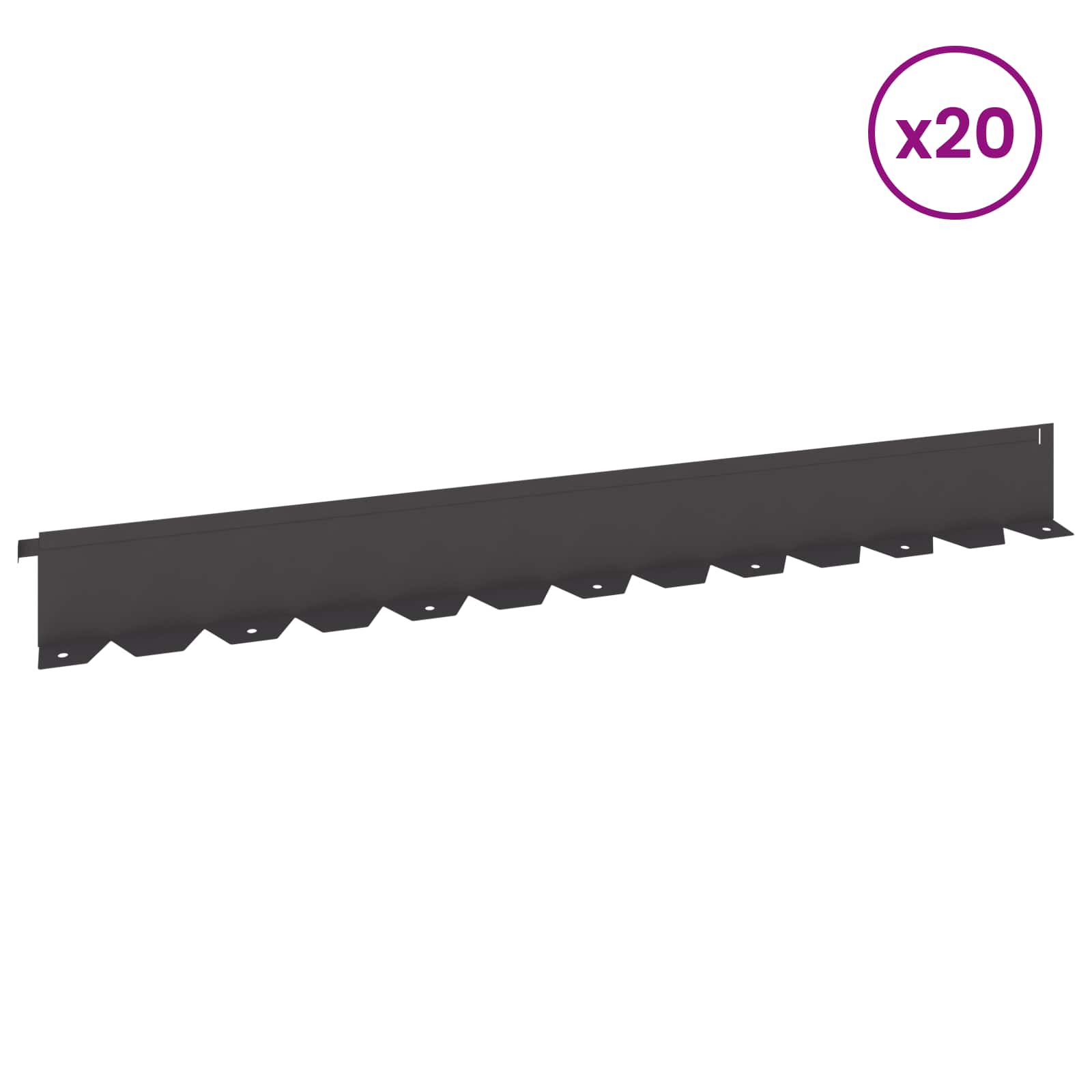 Raseneinfassung 10 pcs 102 x 4 x 4 cm Stahl Schwarz