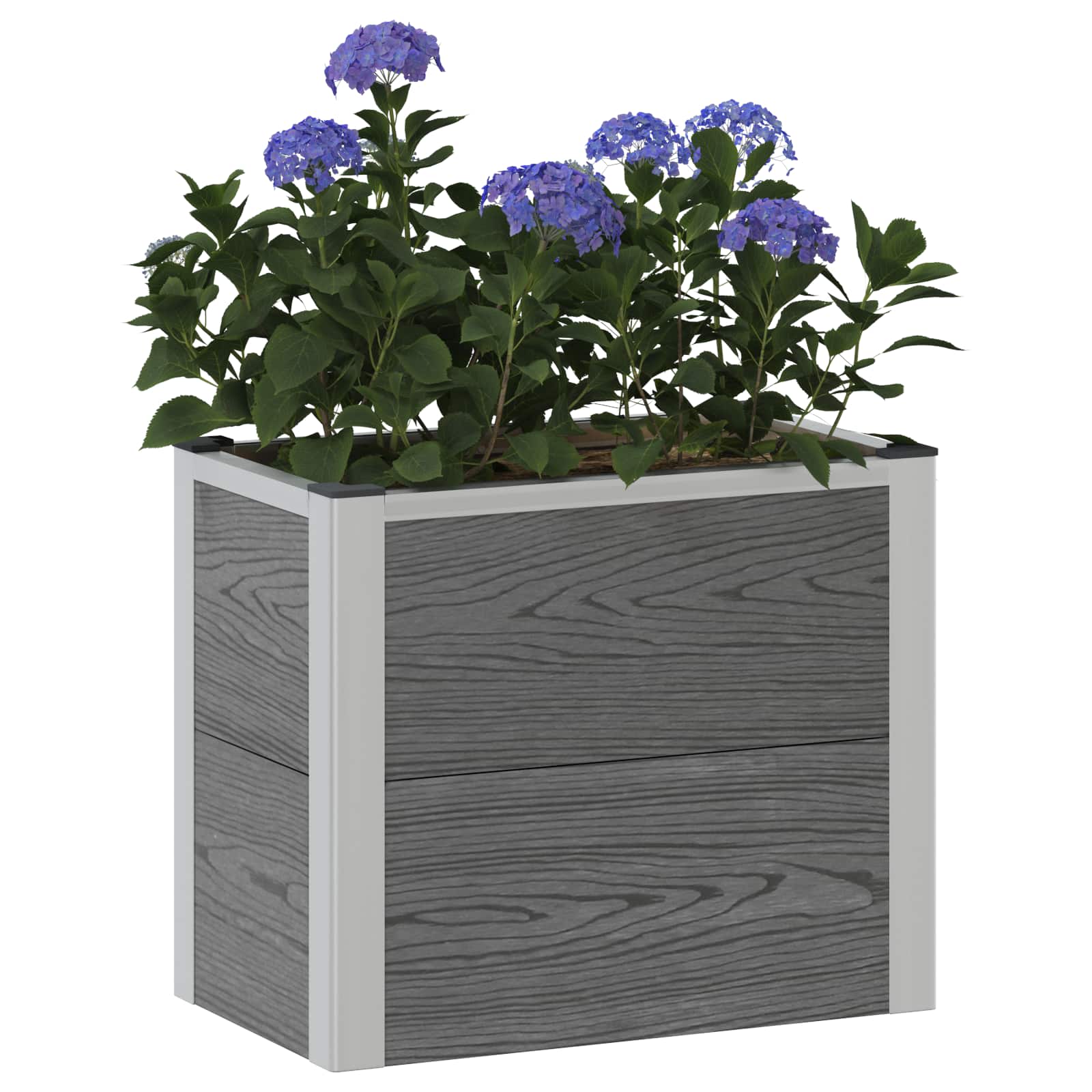 Hochbeet Grau 50 x 30 x 22 cm WPC und Aluminium
