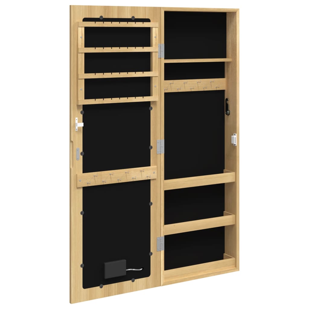 Spiegel-Schmuckschrank mit LED-Beleuchtung Wandmontage Weiß