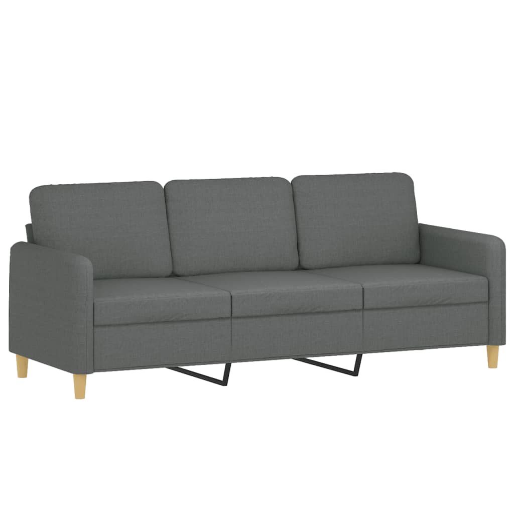 3-tlg. Sofagarnitur mit Kissen Braun Stoff