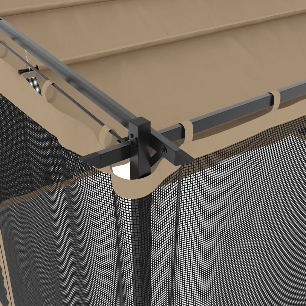 Pavillon mit Netzwände Creme 3x3 m Stahl