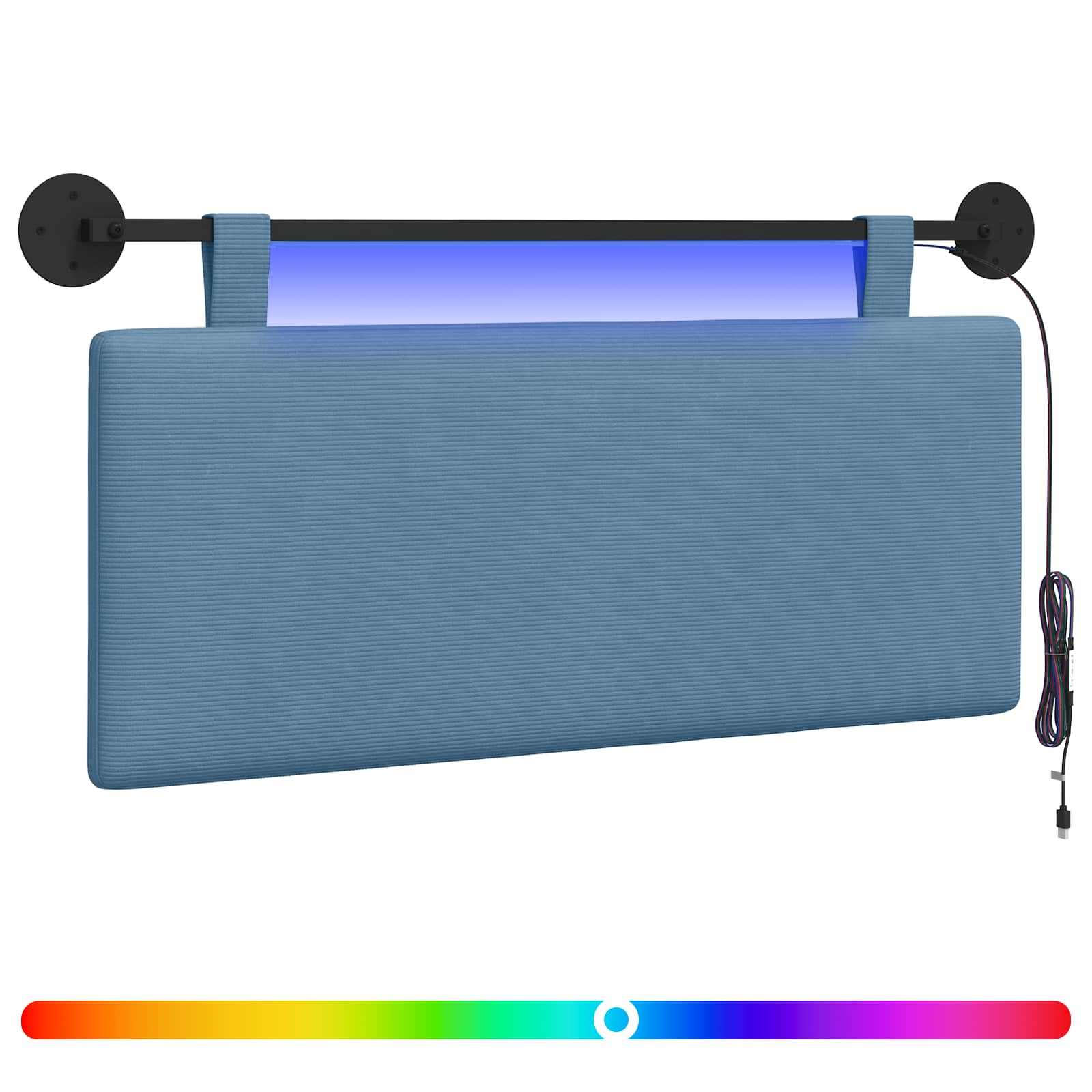 Hängendes Kopfteil Mit LED Licht Hellgrau Cordstoff