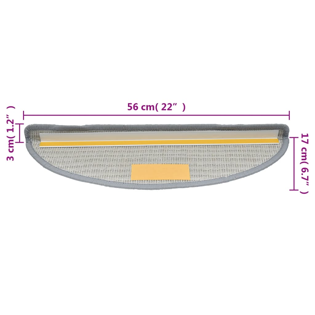 Stufenmatten 15 Stk. 56x17x3 cm Grau Halbrund