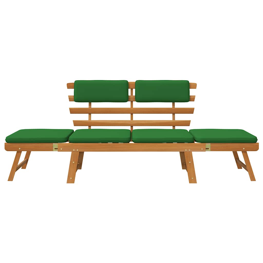 Gartenbank mit Auflagen 2-in-1 190 cm Grau Massivholz Akazie