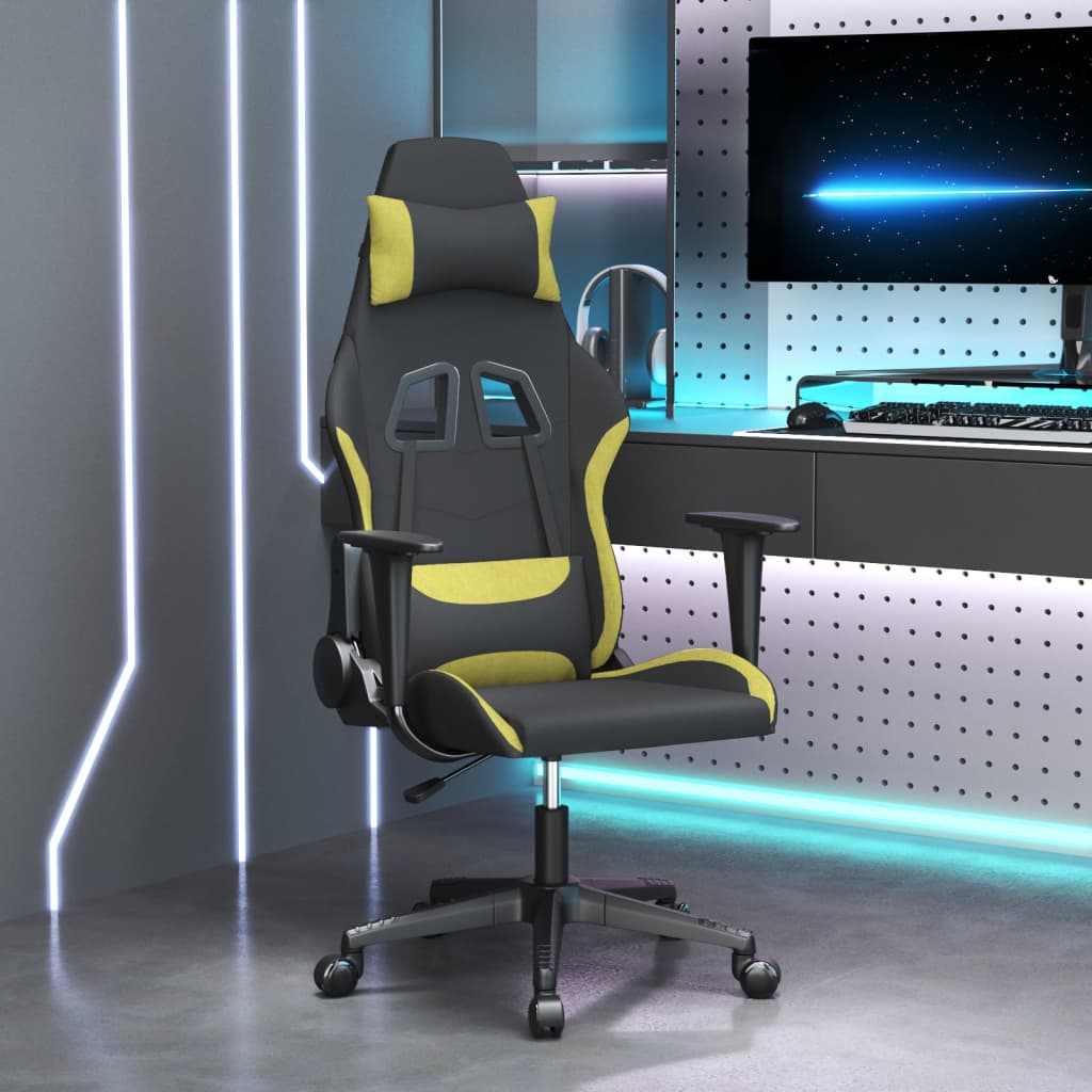 Gaming-Stuhl mit Massagefunktion Schwarz und Creme Stoff