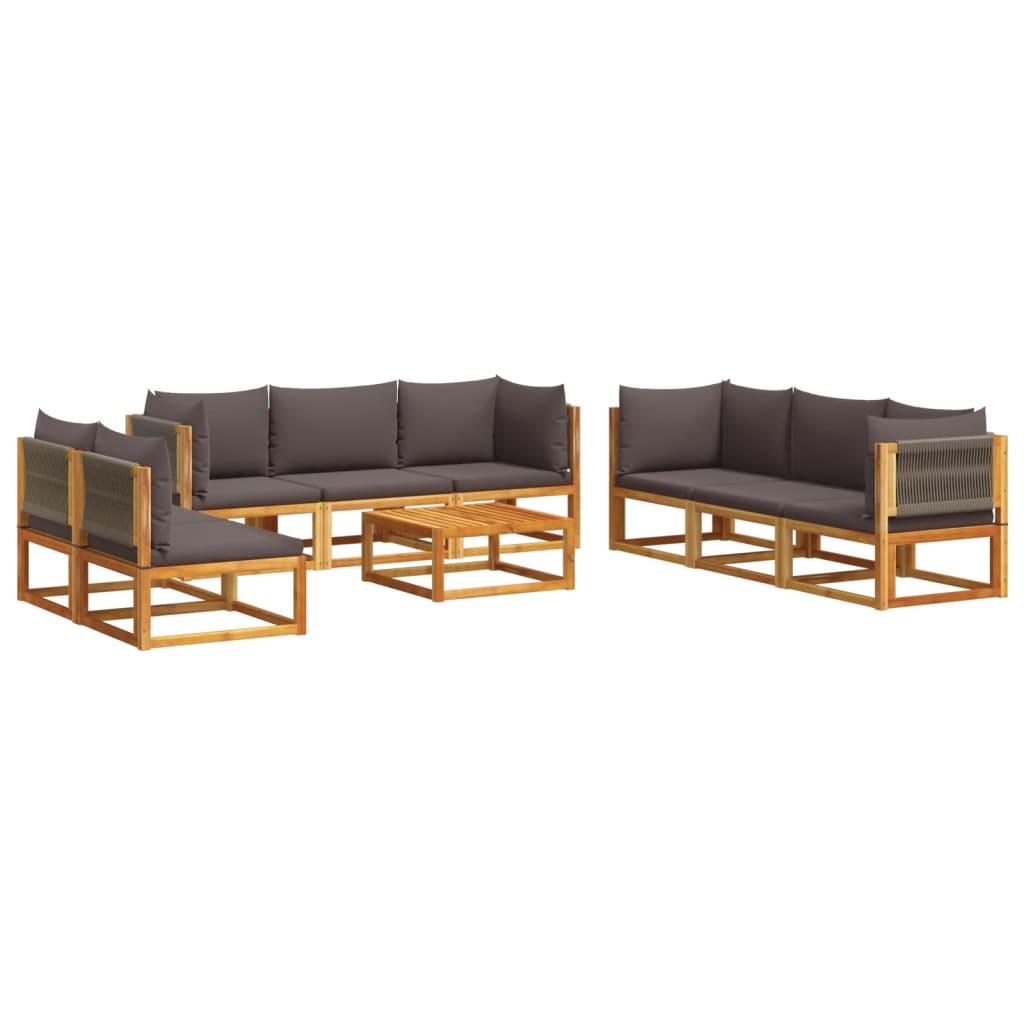 6-tlg. Gartensofa-Set mit Kissen Holz Akazie & Seil
