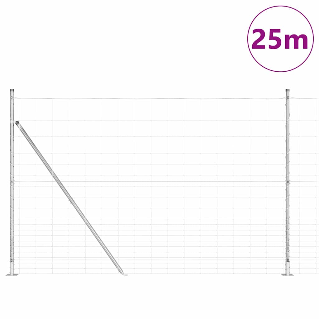 Ground Fix Geschweißter Drahtzaun 25 x 0,8 m Silber Netz