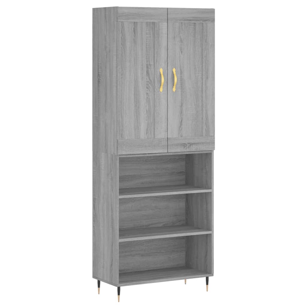 Highboard Betongrau 69,5x34x180 cm Holzwerkstoff