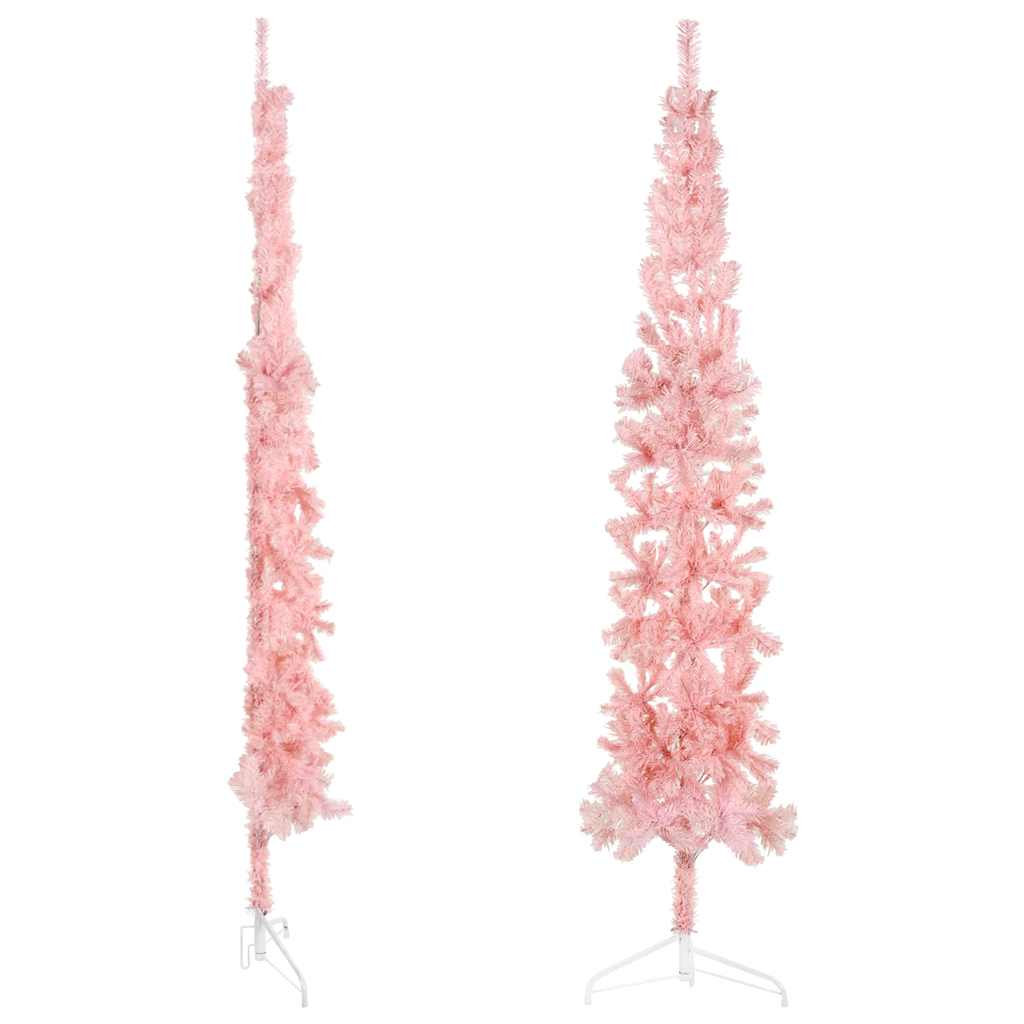 Künstlicher Halb-Weihnachtsbaum mit Ständer Schlank Weiß 180 cm