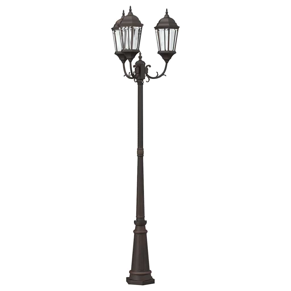 Gartenlaterne 3-flammig 230 cm Dunkelgrün/Schwarz Aluminium