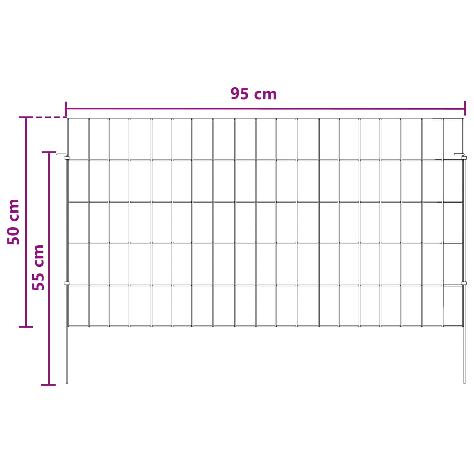 Gartenzaun mit Pfählen 12 pcs 35 x 30 cm Mesh Verzinkter Stahl