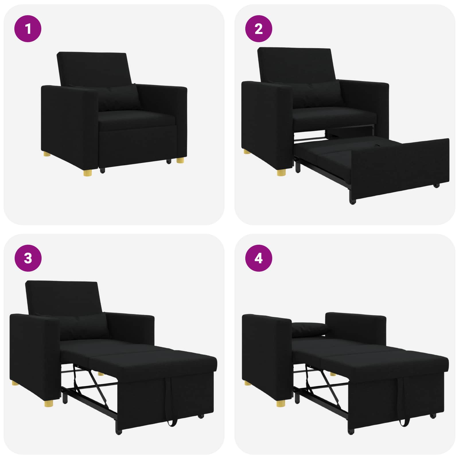 Ausziehbare Schlafcouch Einzel Hellgrau 90 x 165 x 87 cm Stoff