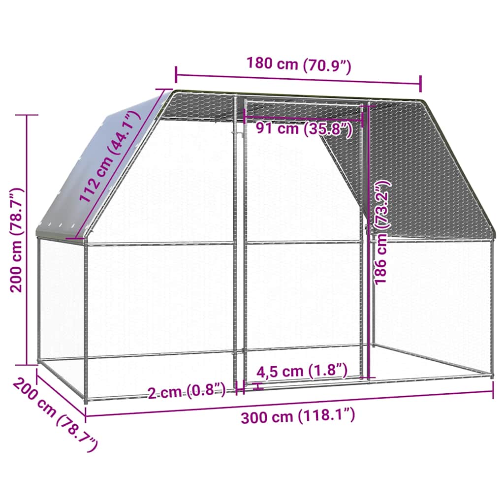 Outdoor-Hühnerkäfig 2x2x2 m Verzinkter Stahl