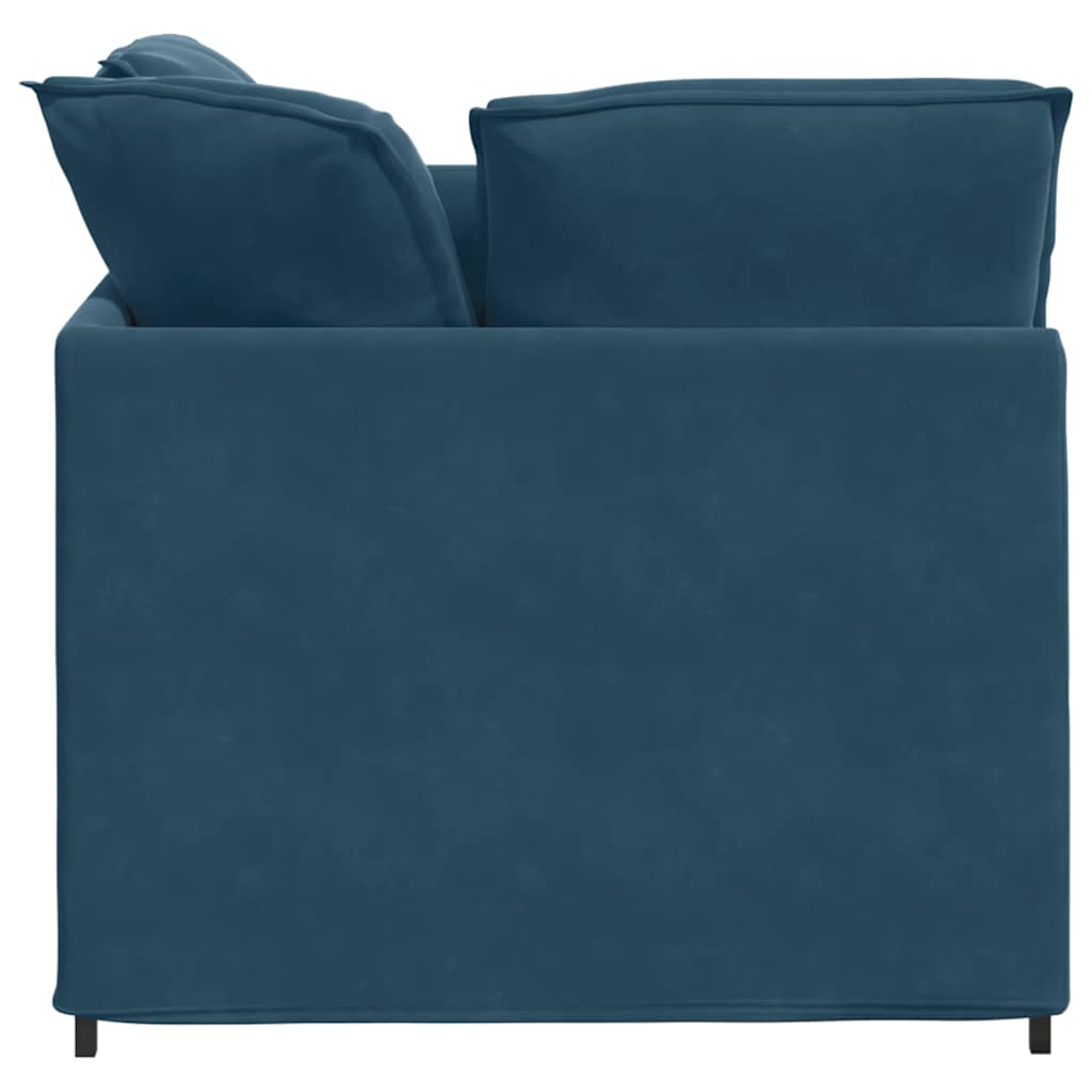 Modulares Sofa mit Fußhocker Kissen Samt Blau