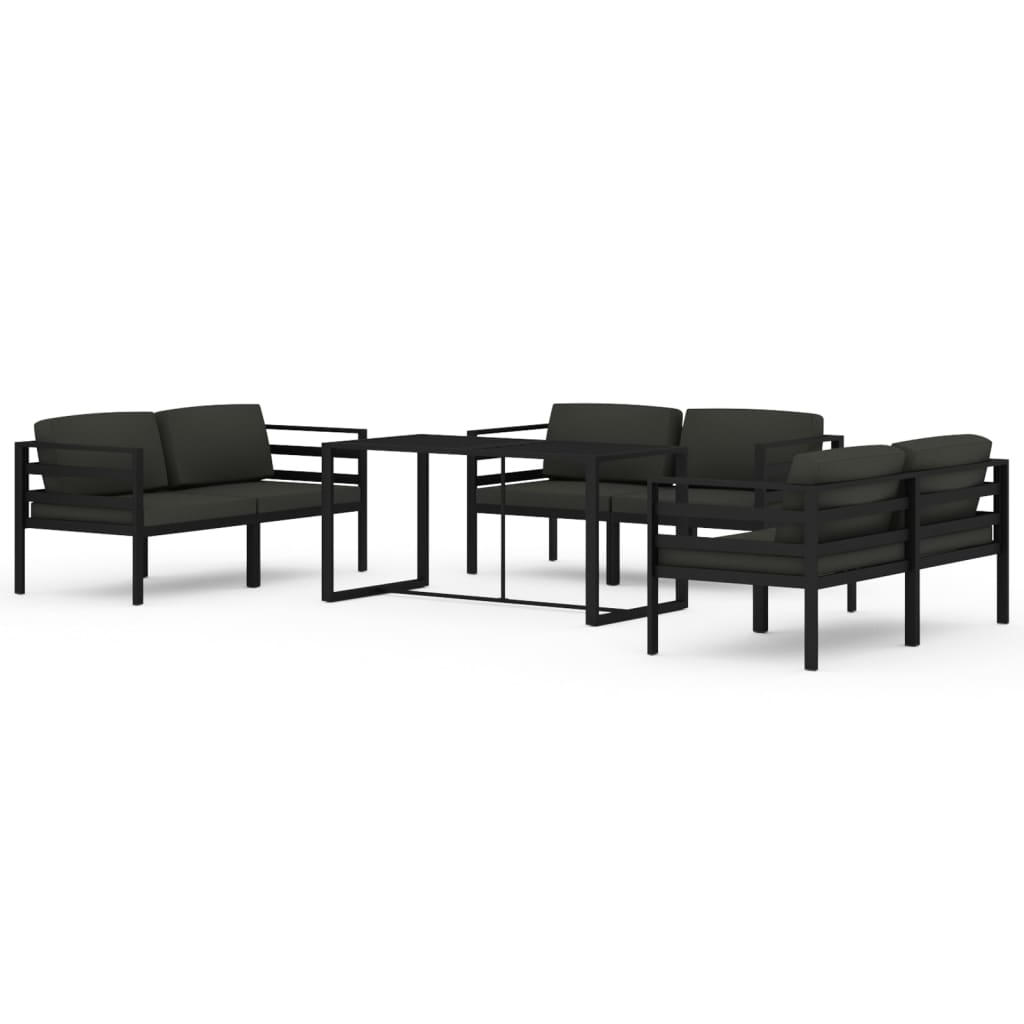 10-tlg. Garten-Lounge-Set mit Kissen Aluminium Anthrazit