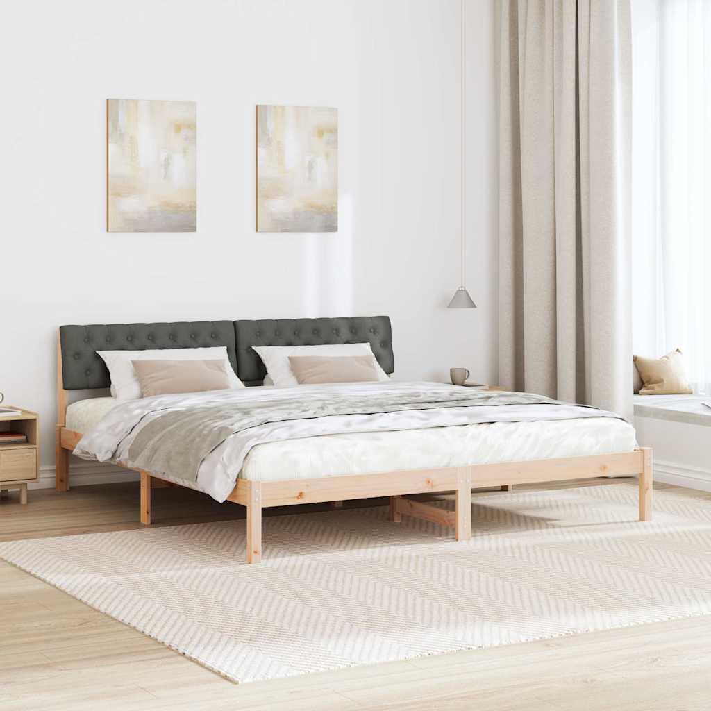 Bettgestell Braun und hellgrau 200 x 200 cm Massivholz Kiefer