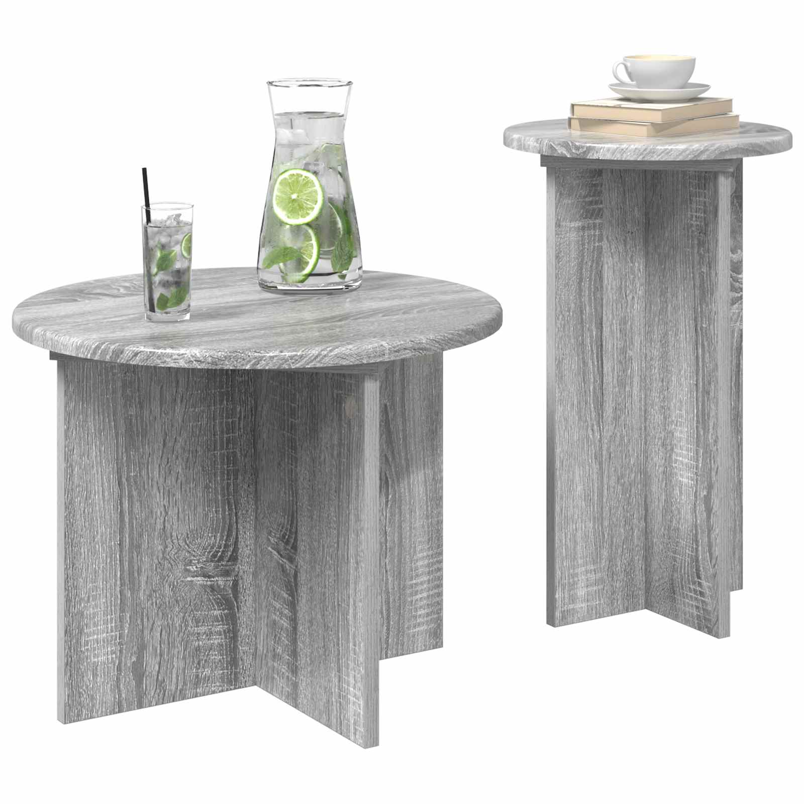 Beistelltisch-Set mit Speicher 2 pcs Weiß Holzwerkstoff