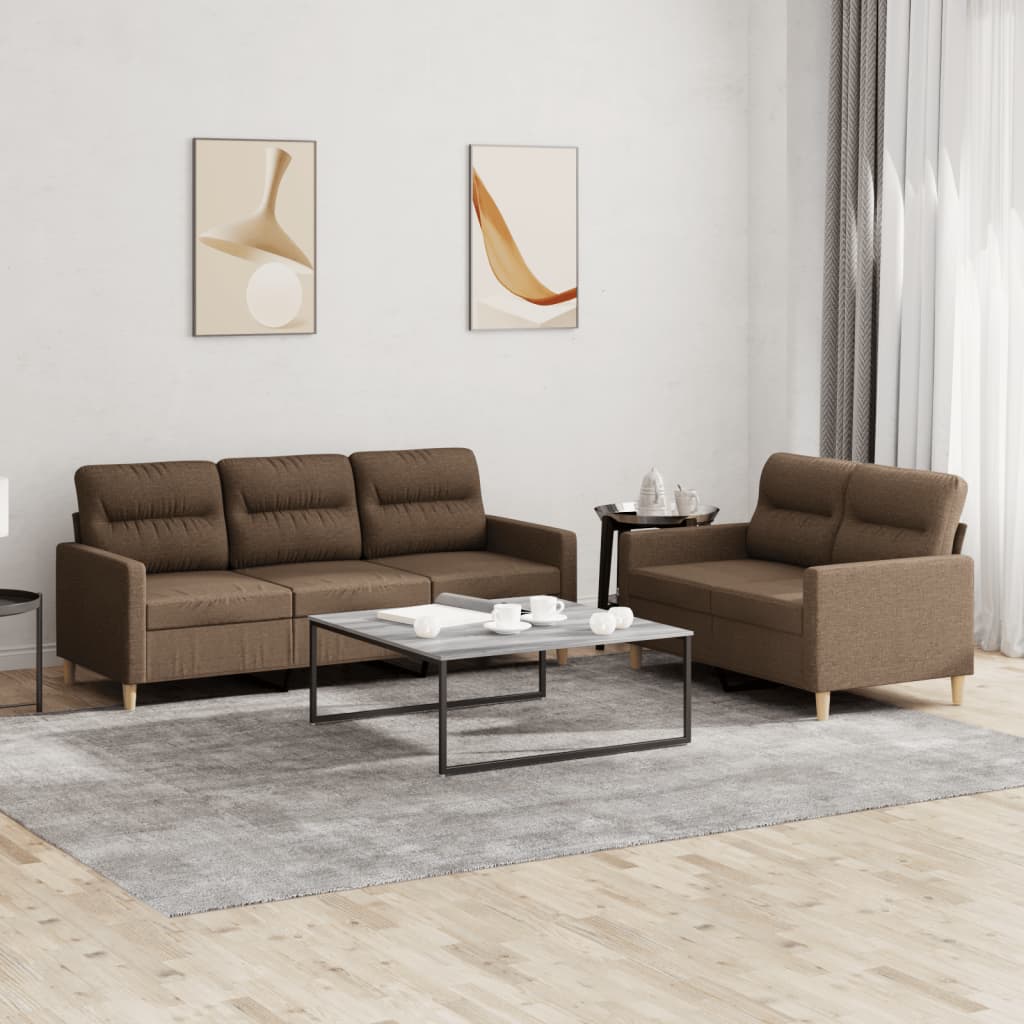 3-tlg. Sofagarnitur mit Kissen Taupe Stoff