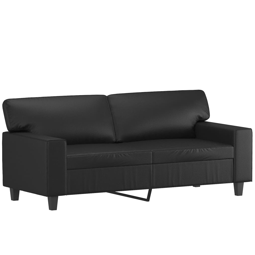 2-Sitzer-Sofa mit Zierkissen Creme 120 cm Kunstleder
