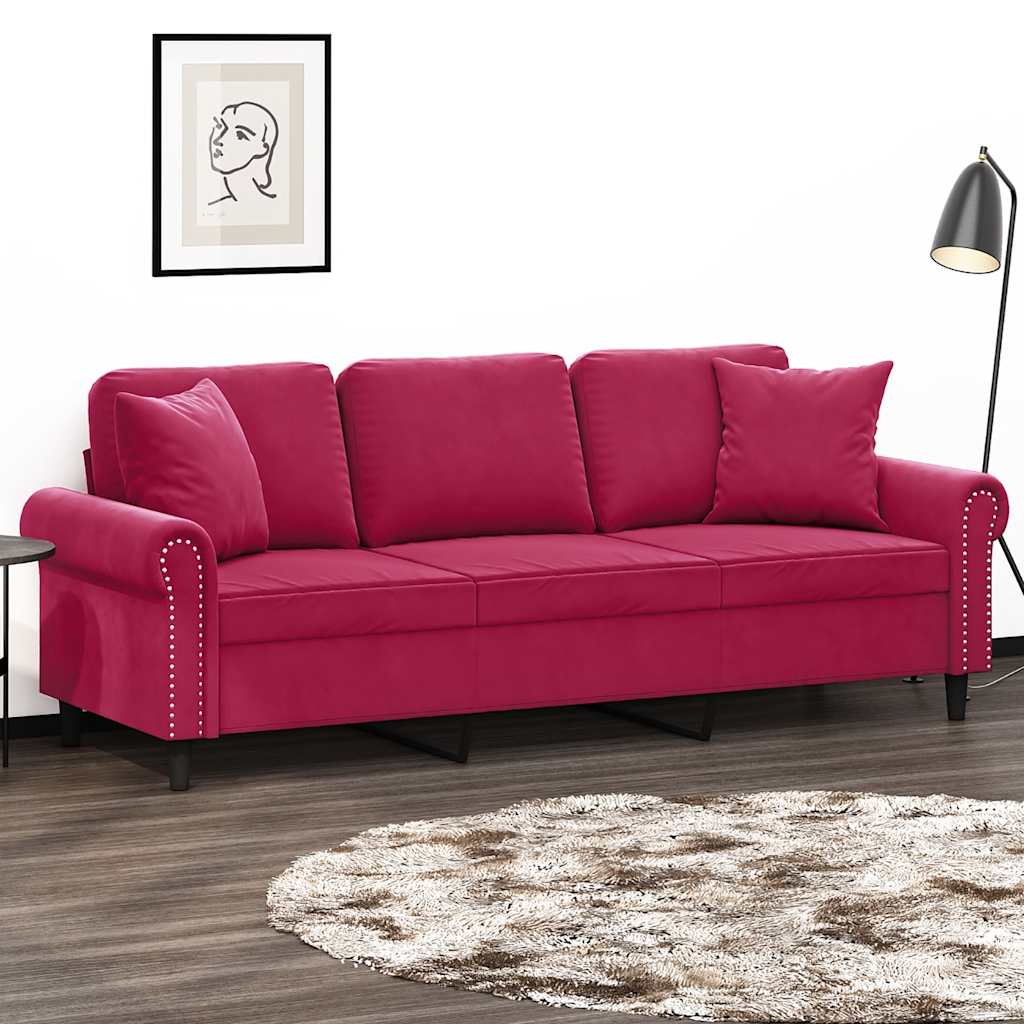 2-Sitzer-Sofa mit Zierkissen Dunkelgrün 120 cm Samt