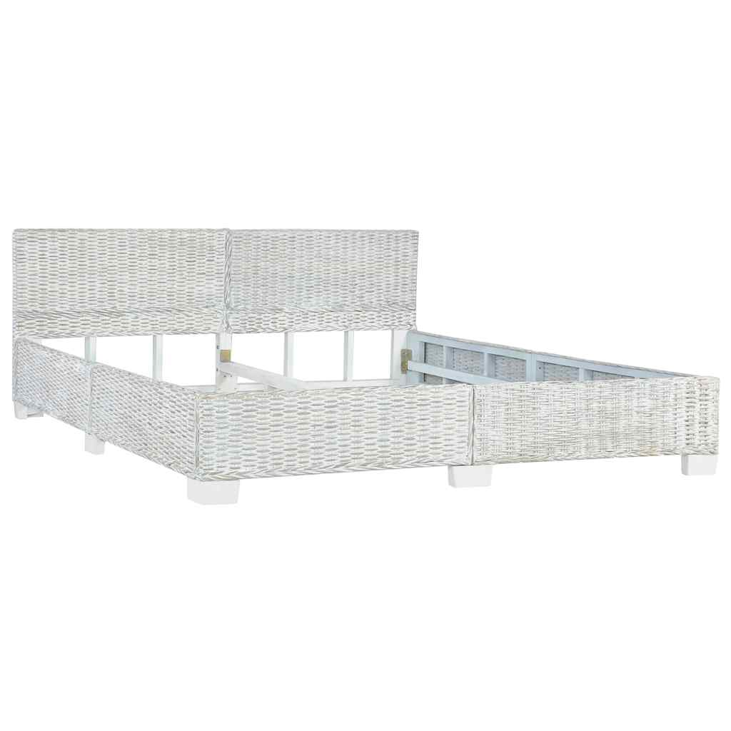 Bettgestell Grau Natur Rattan 140 x 200 cm